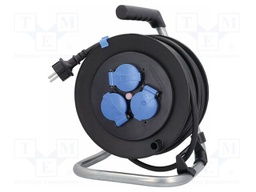 Extension lead; 3G1.5mm2; Sockets: 3; rubber; black; 25m; 16A