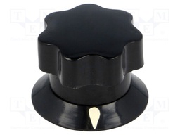 Knob; with pointer; ABS; Shaft d: 6mm; Ø19x16mm; black
