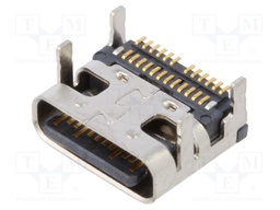 Socket; USB C; SMT; PIN: 24; horizontal; top board mount; USB 3.2