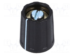 Knob; with pointer; ABS; Shaft d: 4mm; Ø13.5x15.5mm; black