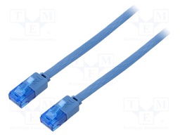 Patch cord; U/UTP; 6a; stranded; Cu; PVC; blue; Len: 0.5m; 32AWG