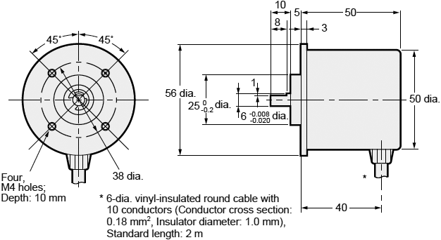 Encoder: absolute; Usup: 5÷12VDC; 256imp/revol; Output conf: OC