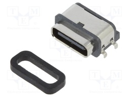 Socket; USB C; SMT; PIN: 6; horizontal; middle board mount; IP67; 3A