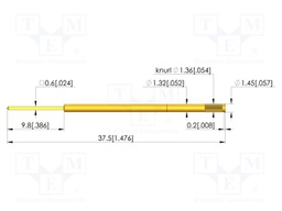 Test probe socket; gold-plated; KS-075; Flange height: 0.2mm