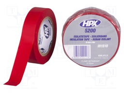Tape: electrical insulating; W: 15mm; L: 10m; D: 0.15mm; red; rubber