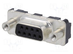 D Sub Connector, DB9, Standard, Receptacle, FCI Delta D Series, 9 Contacts, DE, Solder