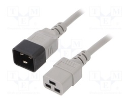 Cable; 3x1.5mm2; IEC C19 female,IEC C20 male; PVC; 1m; grey; 16A