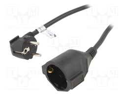 Extension lead; Sockets: 1; PVC; black; 3x1,5mm2; 5m; 16A