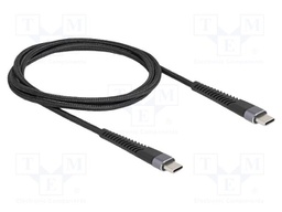 Cable; USB 2.0; USB C plug,both sides; 1m; black; 22AWG,30AWG