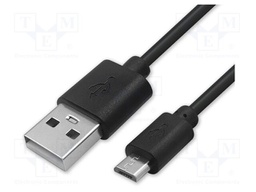 Cable; USB A plug,USB B micro plug; 1m; black