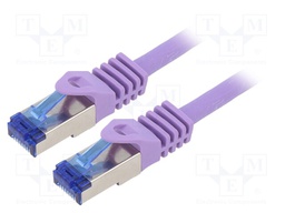Patch cord; S/FTP; 6a; stranded; Cu; LSZH; violet; 0.5m; 26AWG