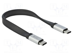 Cable; USB C plug,both sides; 0.22m; black; 10Gbps; 3A