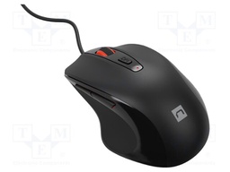Optical mouse; black; USB A; wired; 1.8m; No.of butt: 6