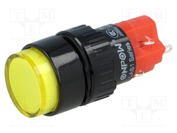 Switch: push-button; Pos: 2; SPDT; 3A/220VAC; 2A/24VDC; yellow; none