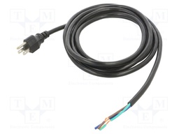 POWER CORD, NEMA 5-15P/FREE END, 3M, 13A