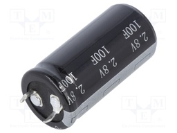 Capacitor: electrolytic; supercapacitor; 100F; 2.8VDC; ESR: 12mΩ