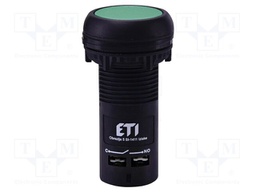 Switch: push-button; 22mm; NO; green; IP65; flat; E; Pos: 2; Ø22.5mm