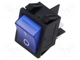ROCKER; DPST; Pos: 2; OFF-ON; 16A/250VAC; blue; neon lamp; R5; 250V