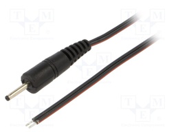 Cable; wires,DC 0,7/2,35 plug; straight; 0.35mm2; black; 0.5m