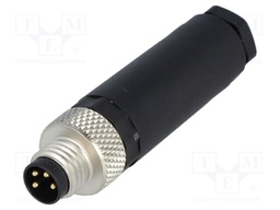 Connector: M8; male; PIN: 4; straight; for cable; plug