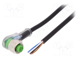 Connection lead; M12; PIN: 4; angled; 3m; plug; 4A; 3x LED (PNP)