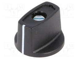 Knob; with pointer; ABS; Shaft d: 6mm; Ø23x16mm; black