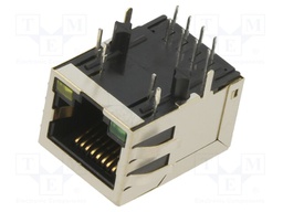 Socket; RJ45; PIN: 8; Cat: 5,6; with LED; Layout: 8p8c; THT; on PCBs