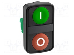 Switch: double; Stabl.pos: 1; 22mm; green/red; Illumin: none; IP66