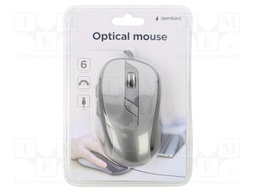 Optical mouse; black,grey; USB A; wired; No.of butt: 6; 1.35m