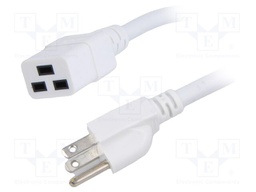 Cable; 3x14AWG; IEC C19 female,NEMA 5-15 (B) plug; PVC; 1.5m
