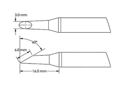 Tip; hoof; 3x6mm; for soldering station; GT-HP-T6C