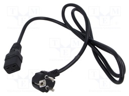 Cable; 3x1.5mm2; CEE 7/7 (E/F) plug angled,IEC C19 female; PVC