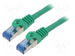 Patch cord; S/FTP; 6a; stranded; CCA; LSZH; green; 5m; 26AWG; Cores: 8