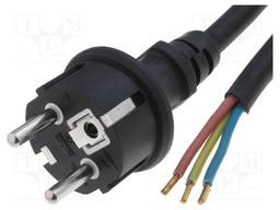 Cable; CEE 7/7 (E/F) plug,wires; 5m; black; neoprene; 3x1,5mm2