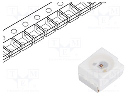 LED; SMD; 3528,PLCC2; red; 285÷350mcd; 3.5x2.8x1.9mm; 120°; 20mA