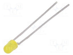 LED; 3mm; yellow; 6.3÷11mcd; 30°; Front: convex; Pitch: 2.54mm