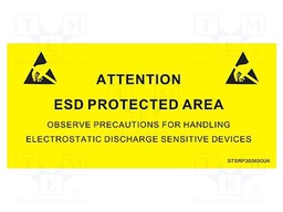 Information board; ESD,self-adhesive; 600x300mm; black,yellow