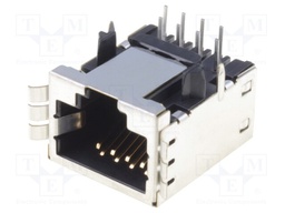 Socket; RJ45; PIN: 8; Cat: 5; shielded,low profile; Layout: 8p8c; THT