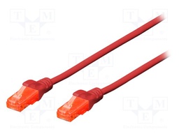 Patch cord; U/UTP; 6; stranded; Cu; LSZH; red; 3m; 26AWG