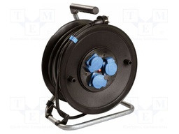 Extension lead; 3G2.5mm2; Sockets: 3; rubber; black; 25m; 16A