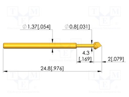 Test needle; Spring compression: 3.6mm; 4.3mm; 4A; CuBe; Ø: 1.8mm