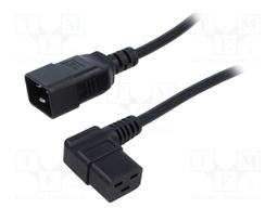 Cable; 3x1.5mm2; IEC C19 female angled,IEC C20 male; PVC; 3m