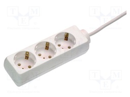 Extension lead; 3G1.5mm2; with protection; Sockets: 3; PVC; white