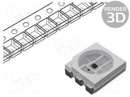 LED; SMD; RGB; 5x5x1.6mm; -500mV÷5.5V; 20mA; Red lumin: 400÷700mcd