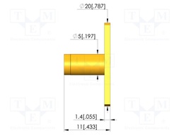 Test probe socket; gold-plated; KS-410; L: 11mm; test needles