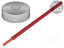 Wire; stranded; Cu; 0.25mm2; PVC; red; 100V; 50m; Class: 5; 1x0.25mm2