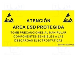 Information board; ESD; 300x150mm; black,yellow; Language: ES