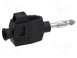 Plug; 4mm banana; 36A; 30VAC; 60VDC; black; non-insulated; on cable