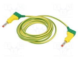 Test lead; silicone; 2m; yellow-green; 32A; Plating: nickel plated