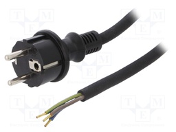 Cable; SCHUKO plug,CEE 7/7 (E/F) plug,wires; 4.5m; black; rubber